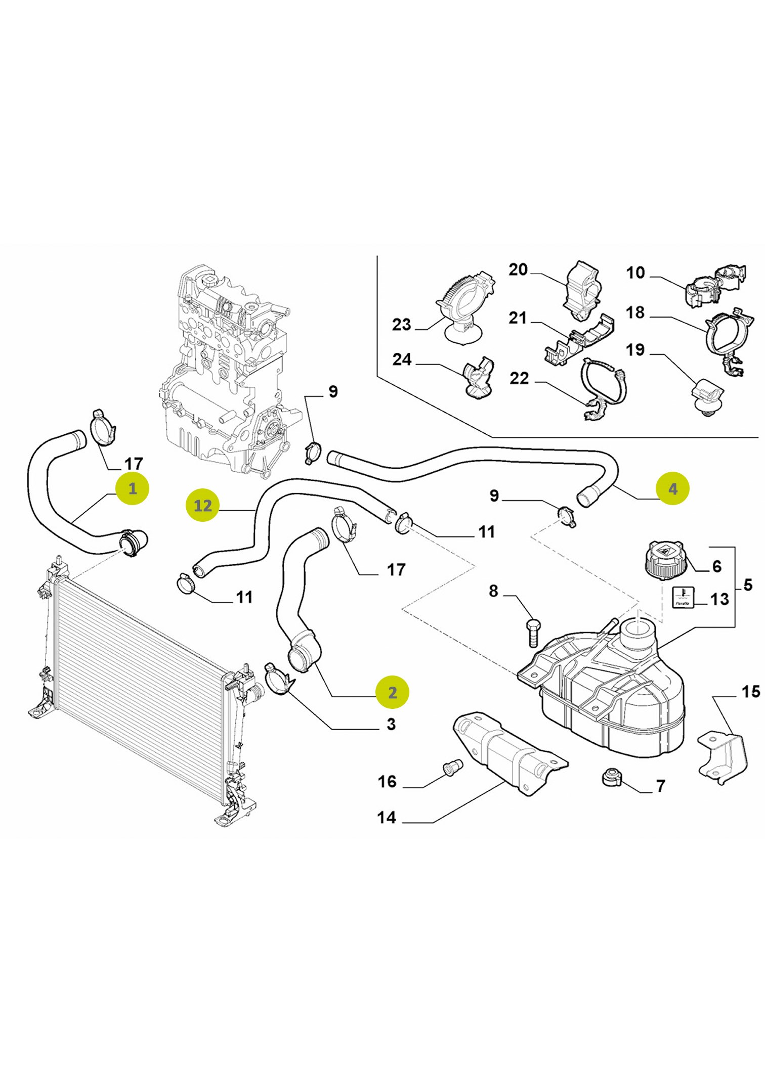 Mangueras del tanque de refrigeración (radiador) 96.700.001